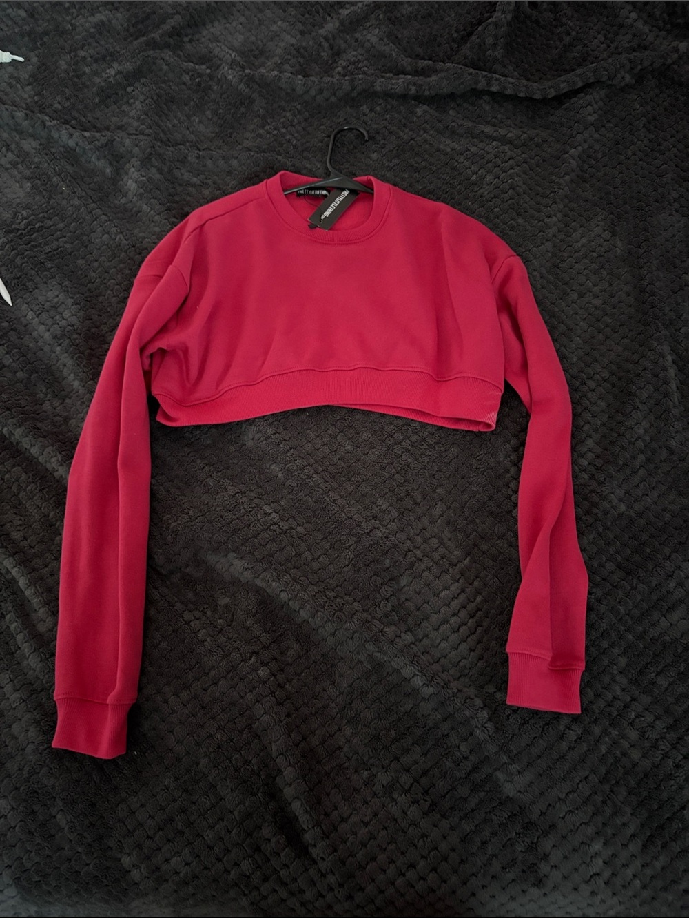 PrettyLittleThing Cropped Sweatshirt - Burgundy